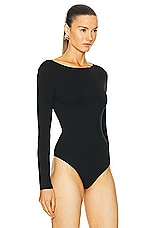 SANS FAFF Bamboo Cross Back Bodysuit in Black, view 3, click to view large image.