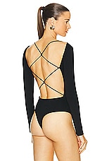 SANS FAFF Bamboo Cross Back Bodysuit in Black, view 4, click to view large image.
