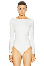 SANS FAFF Bamboo Cross Back Bodysuit in White, view 2, click to view large image.
