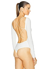 SANS FAFF Bamboo Cross Back Bodysuit in White, view 4, click to view large image.