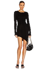 SAMI MIRO VINTAGE Asymmetric Long Sleeve Dress in Black, view 1, click to view large image.