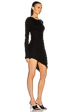 SAMI MIRO VINTAGE Asymmetric Long Sleeve Dress in Black, view 2, click to view large image.