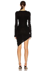 SAMI MIRO VINTAGE Asymmetric Long Sleeve Dress in Black, view 4, click to view large image.