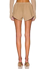 SAMI MIRO VINTAGE Mini Safety Pin Sweatshorts in Taupe, view 3, click to view large image.