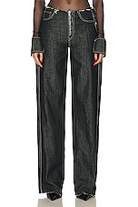 SAMI MIRO VINTAGE for FWRD Undone Waist Trouser in Denim, view 1, click to view large image.
