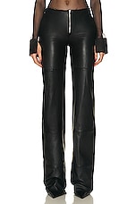 SAMI MIRO VINTAGE for FWRD Undone Waist Leather Pant in Black, view 1, click to view large image.