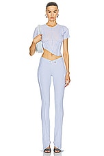 SAMI MIRO VINTAGE Asymmetric Pants in Blue Lace, view 4, click to view large image.