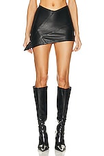 SAMI MIRO VINTAGE for FWRD V Line Skirt in Black Leather, view 1, click to view large image.