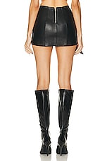 SAMI MIRO VINTAGE for FWRD V Line Skirt in Black Leather, view 4, click to view large image.