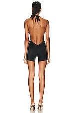 SAMI MIRO VINTAGE Open Seam Low Back Romper in Black, view 3, click to view large image.