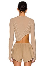 SAMI MIRO VINTAGE Asymmetric Long Sleeve Tee in Taupe, view 3, click to view large image.