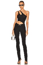 SAMI MIRO VINTAGE Asymmetric One Shoulder Tank in Black, view 5, click to view large image.