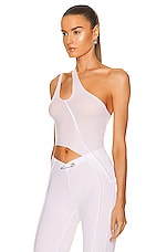 SAMI MIRO VINTAGE Asymmetric One Shoulder Tank in White, view 3, click to view large image.