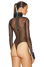SAMI MIRO VINTAGE for FWRD Mesh Bodysuit in Denim, view 4, click to view large image.