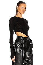 SAMI MIRO VINTAGE Asymmetric Long Sleeve Top in Black, view 2, click to view large image.