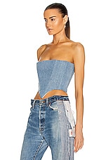 SAMI MIRO VINTAGE Corset Top in Denim, view 3, click to view large image.
