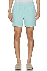 SATURDAYS NYC Mario Pigment Dyed Short in Canal Blue, view 4, click to view large image.