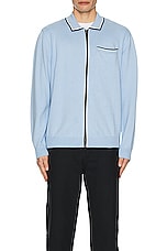 SATURDAYS NYC Saji Zip Polo Sweater in Forever Blue, view 3, click to view large image.
