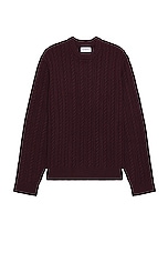 SATURDAYS NYC Nico Cable Knit Sweater in Chocolate Truffle, view 1, click to view large image.