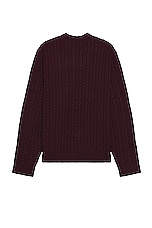 SATURDAYS NYC Nico Cable Knit Sweater in Chocolate Truffle, view 2, click to view large image.