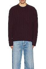 SATURDAYS NYC Nico Cable Knit Sweater in Chocolate Truffle, view 3, click to view large image.