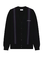 SATURDAYS NYC Michael High Guage Knit Cardigan in Black, view 1, click to view large image.