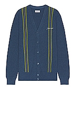SATURDAYS NYC Michael High Guage Knit Cardigan in Coronet Blue, view 1, click to view large image.