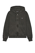 SATURDAYS NYC Canal Pigment Dyed Zip Hoodie in Black, view 1, click to view large image.