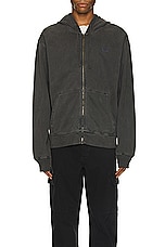 SATURDAYS NYC Canal Pigment Dyed Zip Hoodie in Black, view 4, click to view large image.