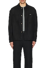 SATURDAYS NYC Driessen Wool Overshirt in Black, view 4, click to view large image.