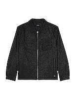 SATURDAYS NYC Flores Suiting Shirt Jacket in Black, view 1, click to view large image.