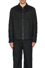 SATURDAYS NYC Flores Suiting Shirt Jacket in Black, view 4, click to view large image.
