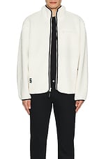 SATURDAYS NYC Spencer Polar Fleece Full Zip Jacket in Ivory, view 5, click to view large image.