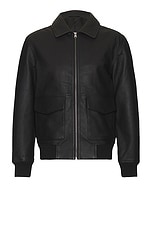 SATURDAYS NYC Tunstall Leather Jacket in Black, view 1, click to view large image.