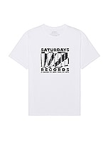 SATURDAYS NYC Records Tee in White, view 1, click to view large image.