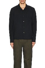 SATURDAYS NYC Marco Wool Shirt in Black, view 3, click to view large image.