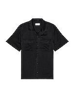 SATURDAYS NYC Canty Crinkled Satin Shirt in Black, view 1, click to view large image.
