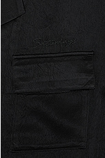 SATURDAYS NYC Canty Crinkled Satin Shirt in Black, view 3, click to view large image.