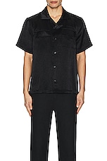SATURDAYS NYC Canty Crinkled Satin Shirt in Black, view 4, click to view large image.