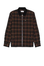 SATURDAYS NYC Ryan Zip Front Flannel Shirt in Black, view 1, click to view large image.
