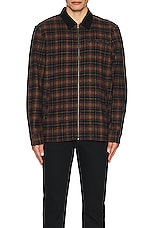 SATURDAYS NYC Ryan Zip Front Flannel Shirt in Black, view 4, click to view large image.