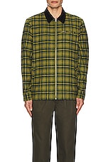 SATURDAYS NYC Ryan Zip Front Flannel Shirt in Mayfly, view 4, click to view large image.