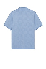 SATURDAYS NYC Kenneth Checkerboard Knit Short Sleeve Shirt in Forever Blue, view 2, click to view large image.