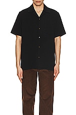 SATURDAYS NYC Canty Boucle Knit Short Sleeve Shirt in Black, view 3, click to view large image.