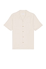 SATURDAYS NYC Canty Boucle Knit Short Sleeve Shirt in Ivory, view 1, click to view large image.