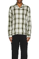 SATURDAYS NYC Marco Plaid Long Sleeve Shirt in Dark Forest, view 3, click to view large image.