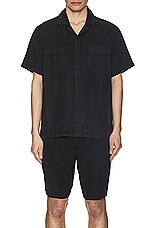 SATURDAYS NYC Gibson Pigment Dyed Short Sleeve Shirt in Black, view 3, click to view large image.
