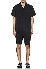 SATURDAYS NYC Gibson Pigment Dyed Short Sleeve Shirt in Black, view 4, click to view large image.