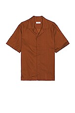 SATURDAYS NYC York Camp Collar Short Sleeve Shirt in Tortoise Shell, view 1, click to view large image.