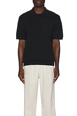 SATURDAYS NYC Jahmad Knit Polo in Black, view 3, click to view large image.